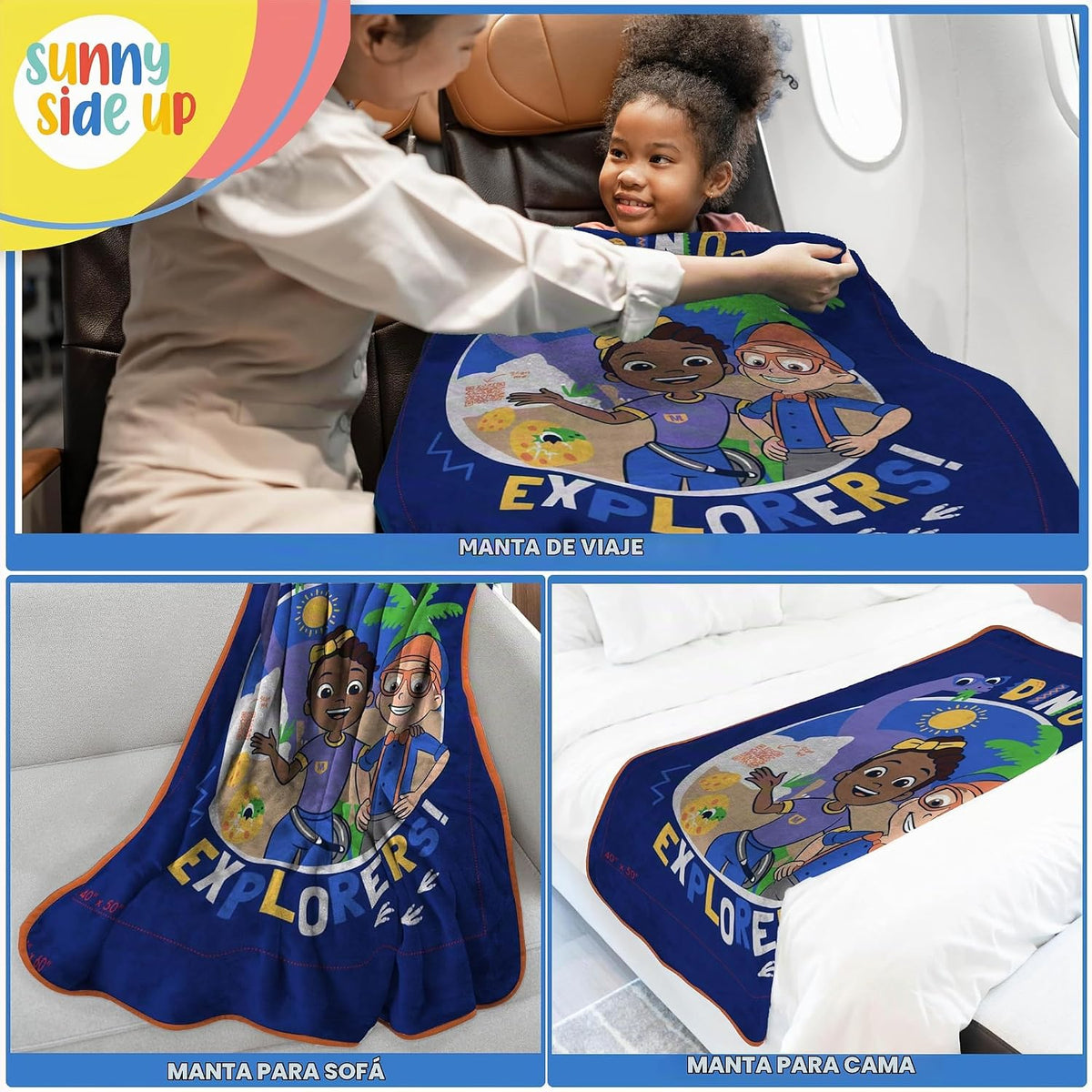 Sunny Side Up Manta de felpa para niños, manta suave y cómoda para...