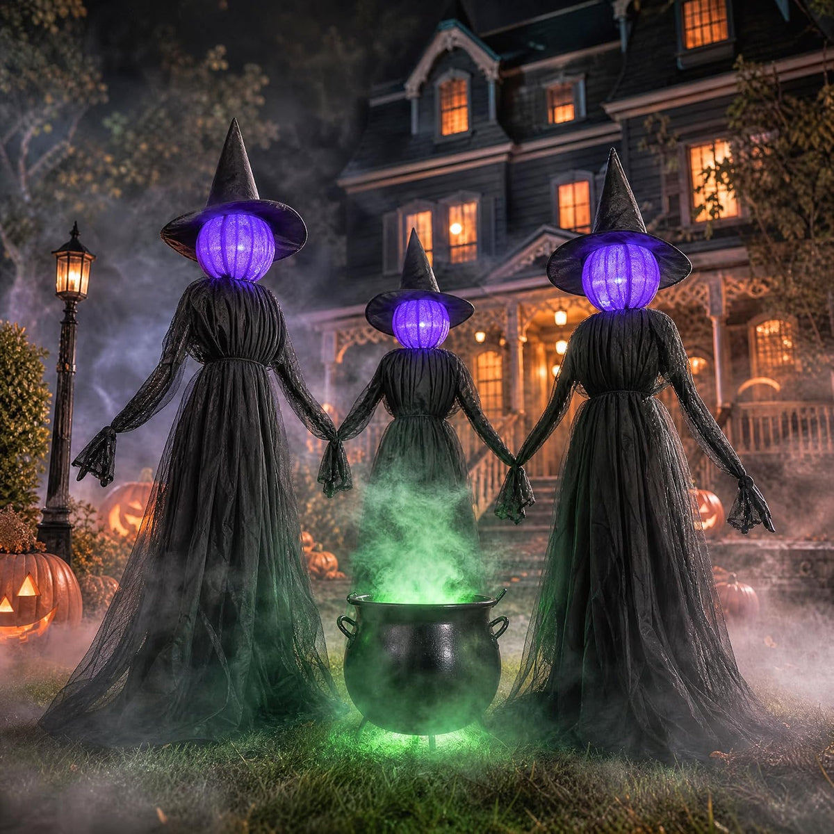 Dazzle Bright Decoración de bruja de Halloween para exteriores, jue...