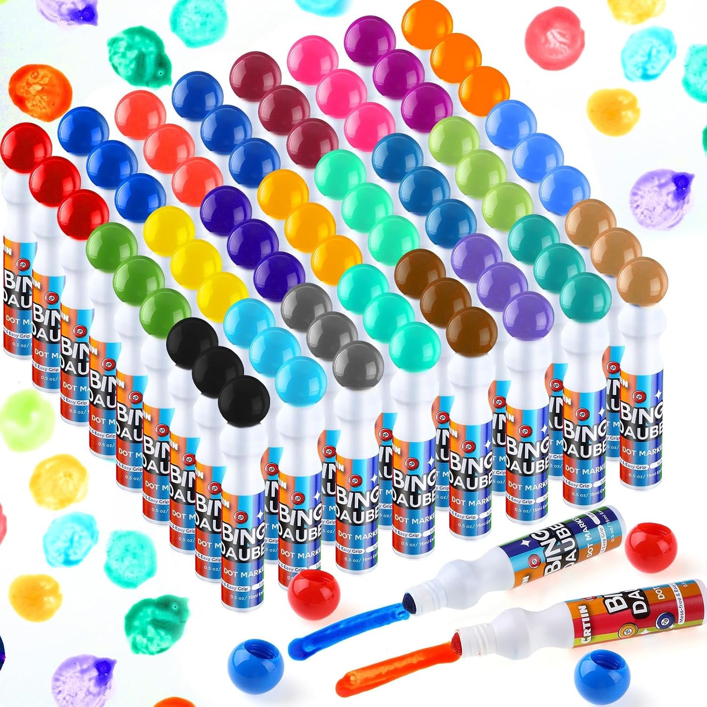 Crtiin Paquete de 72 rotuladores de bingo a granel, 24 colores de m...