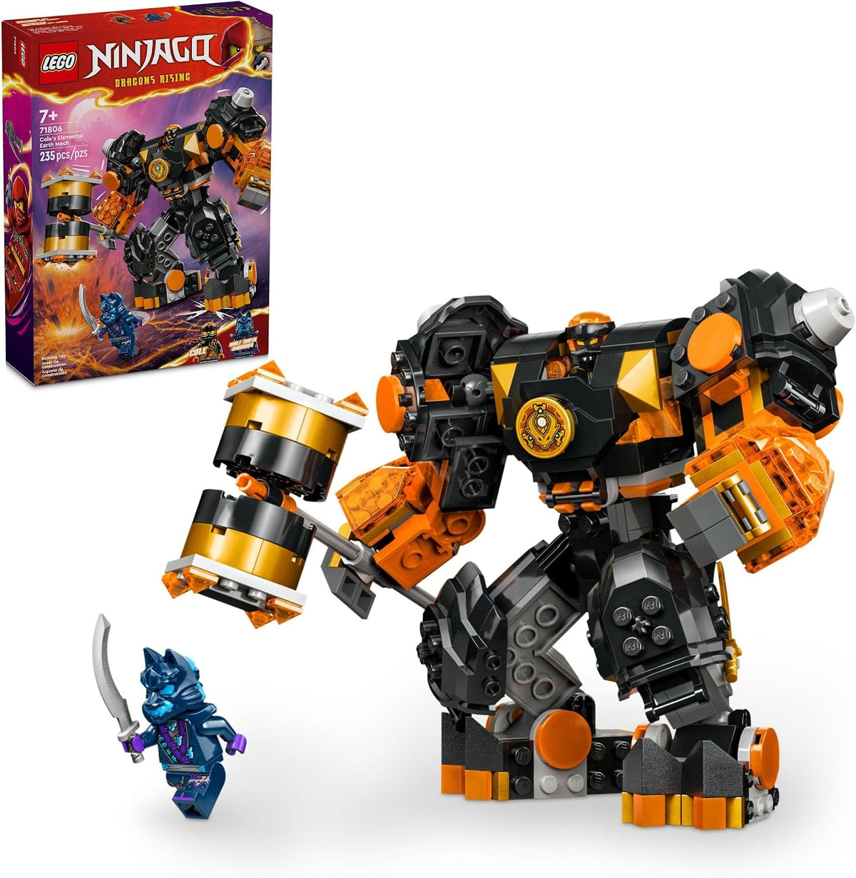 LEGO NINJAGO Cole's Elemental Earth Mech Mini Ninja juguete, fi...