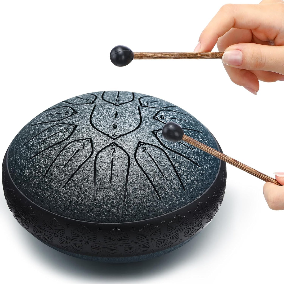 PUJONI Tambor de lengua de acero, instrumentos de percusión de 11 n...