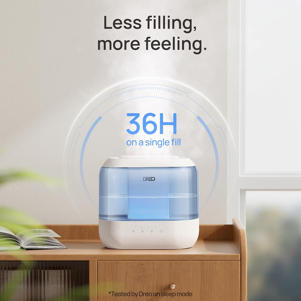 DREO Humidificadores de 4L para dormitorio, tiempo de ejecución de...