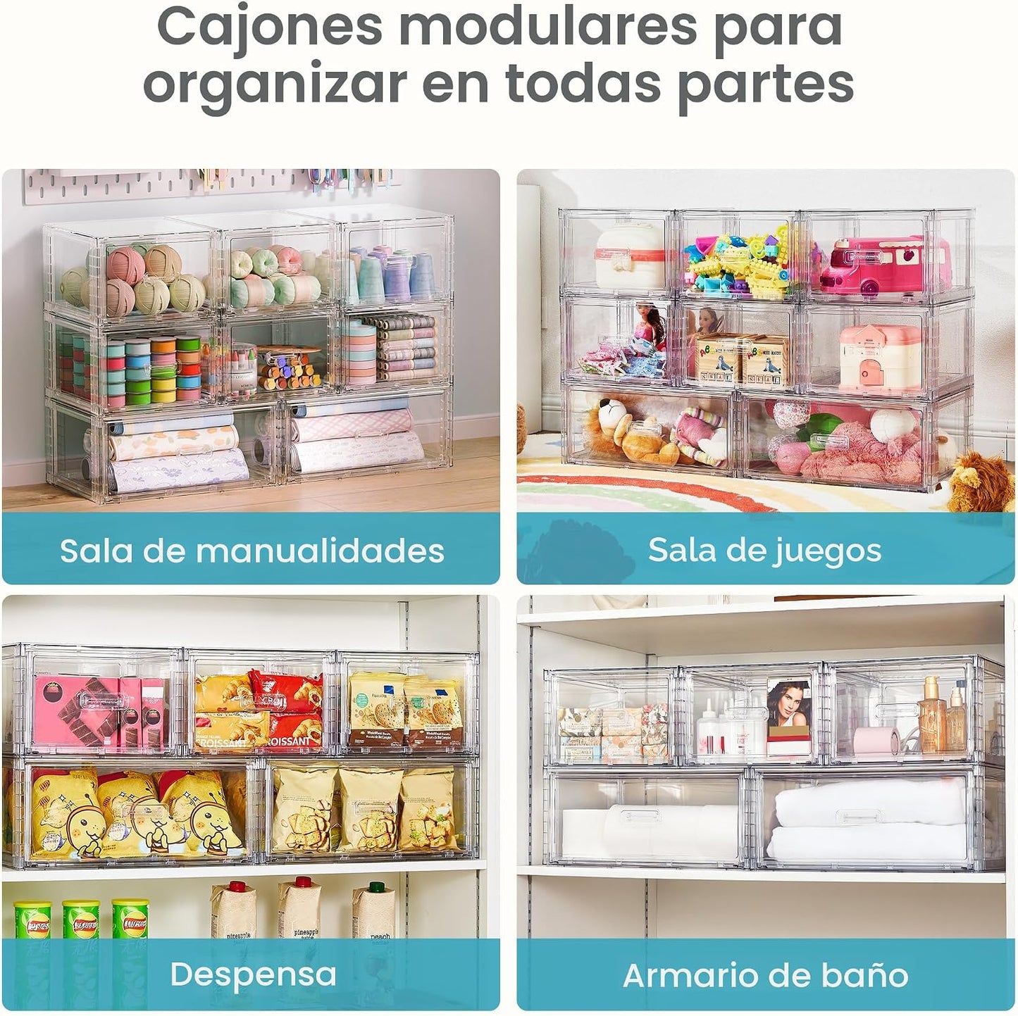 Vtopmart - Paquete de 4 unidades de cajones de almacenamiento apila...