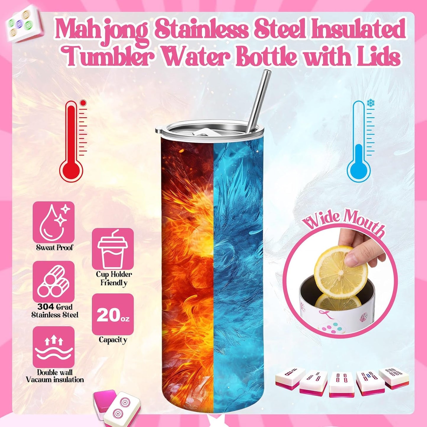 Hsei Paquete de 6 vasos Mahjong, regalos Mahjong para mujeres, 20 o...