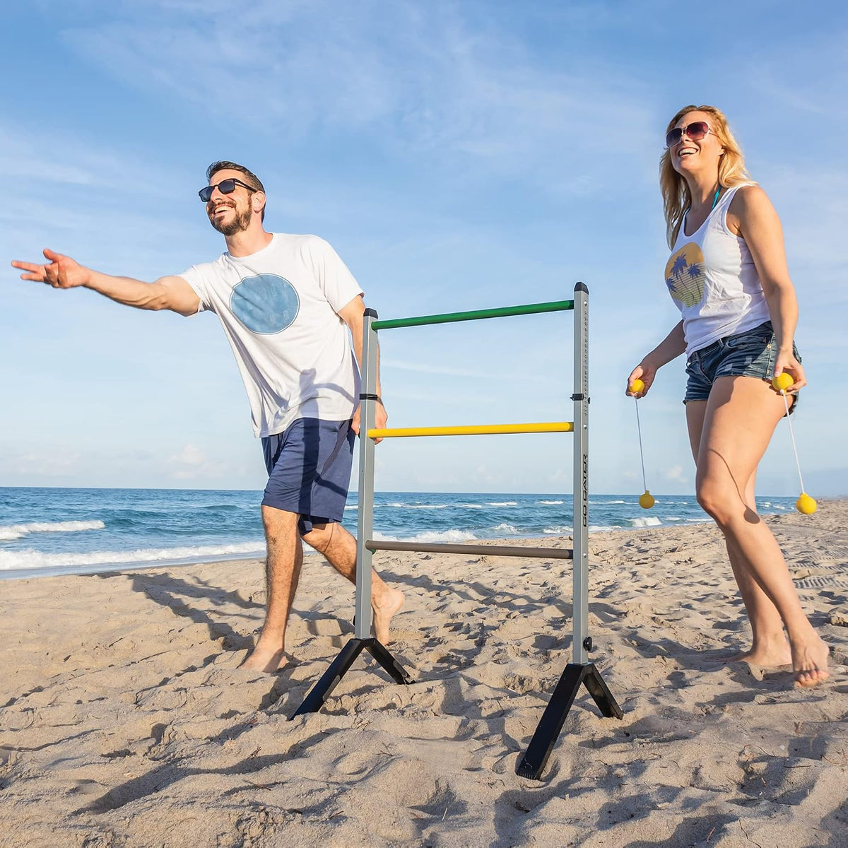 EastPoint Go Gater Ladderball Set, 2 escaleras de acero, 6 bolos, j...