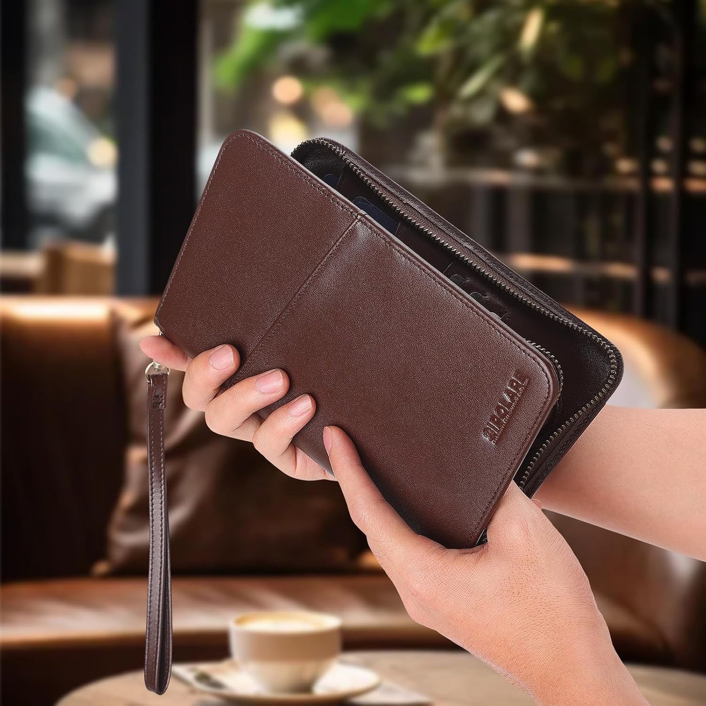 Polare - Funda de piel de grano completo para pasaporte, para hombr...