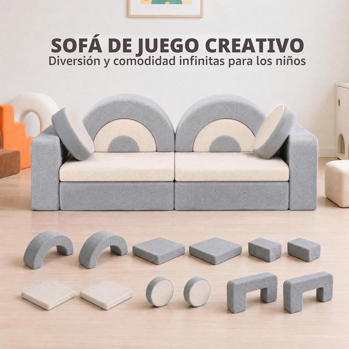 BUMNANA Sofá modular de juego para niños, sofá seccional para niños...
