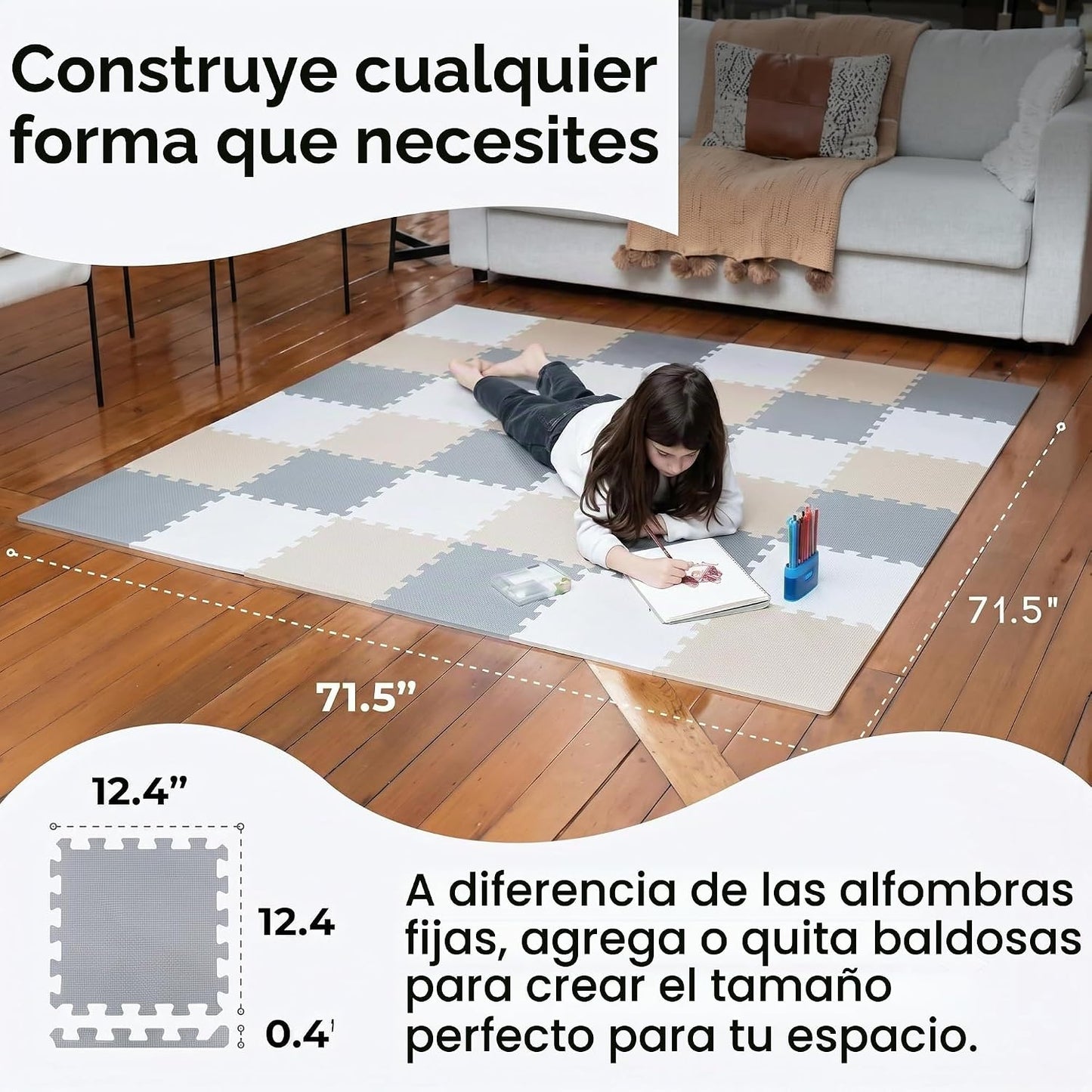 MioTetto Alfombra de juegos para bebés de espuma suave no tóxica, t...