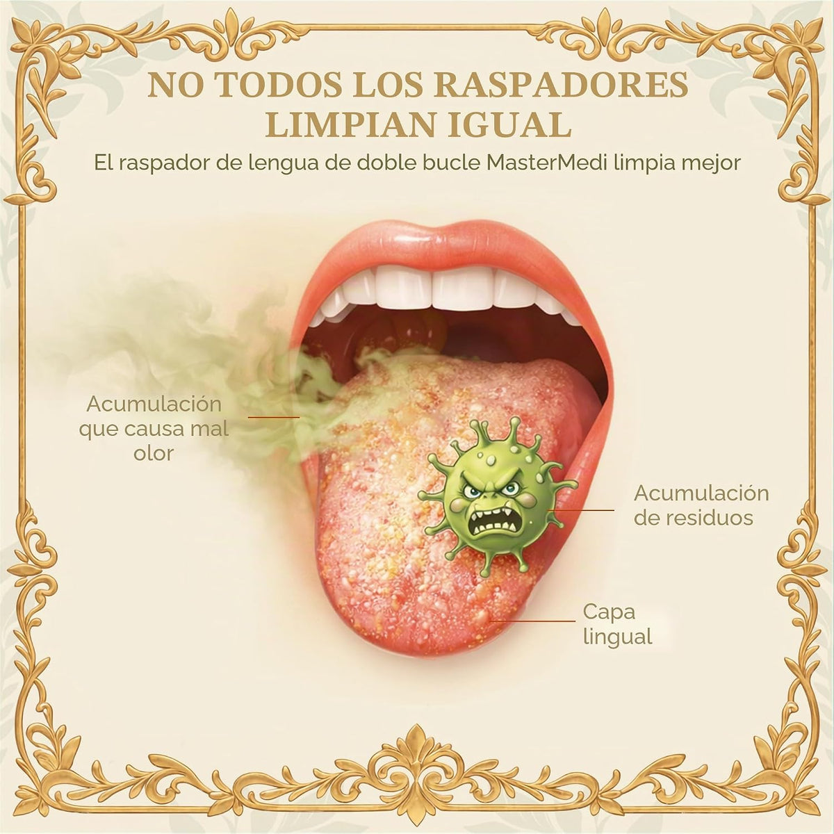 MasterMedi Raspador de lengua negro con estuches (forma de cuchara,...