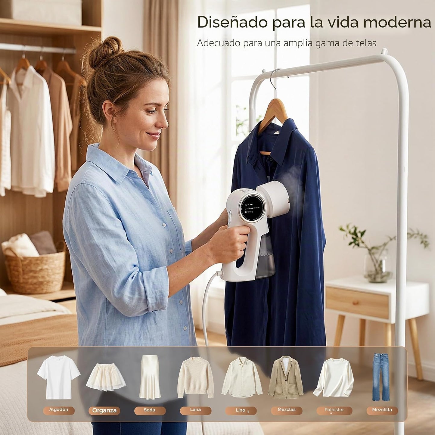 FULQULK Vaporizador para ropa, vaporizador de mano soporta colgar y...