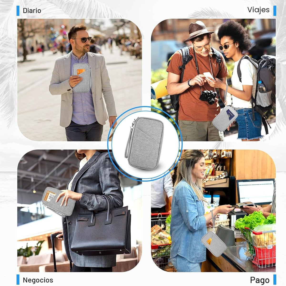 Soporte para pasaporte familiar, cartera para pasaporte con bloqueo...