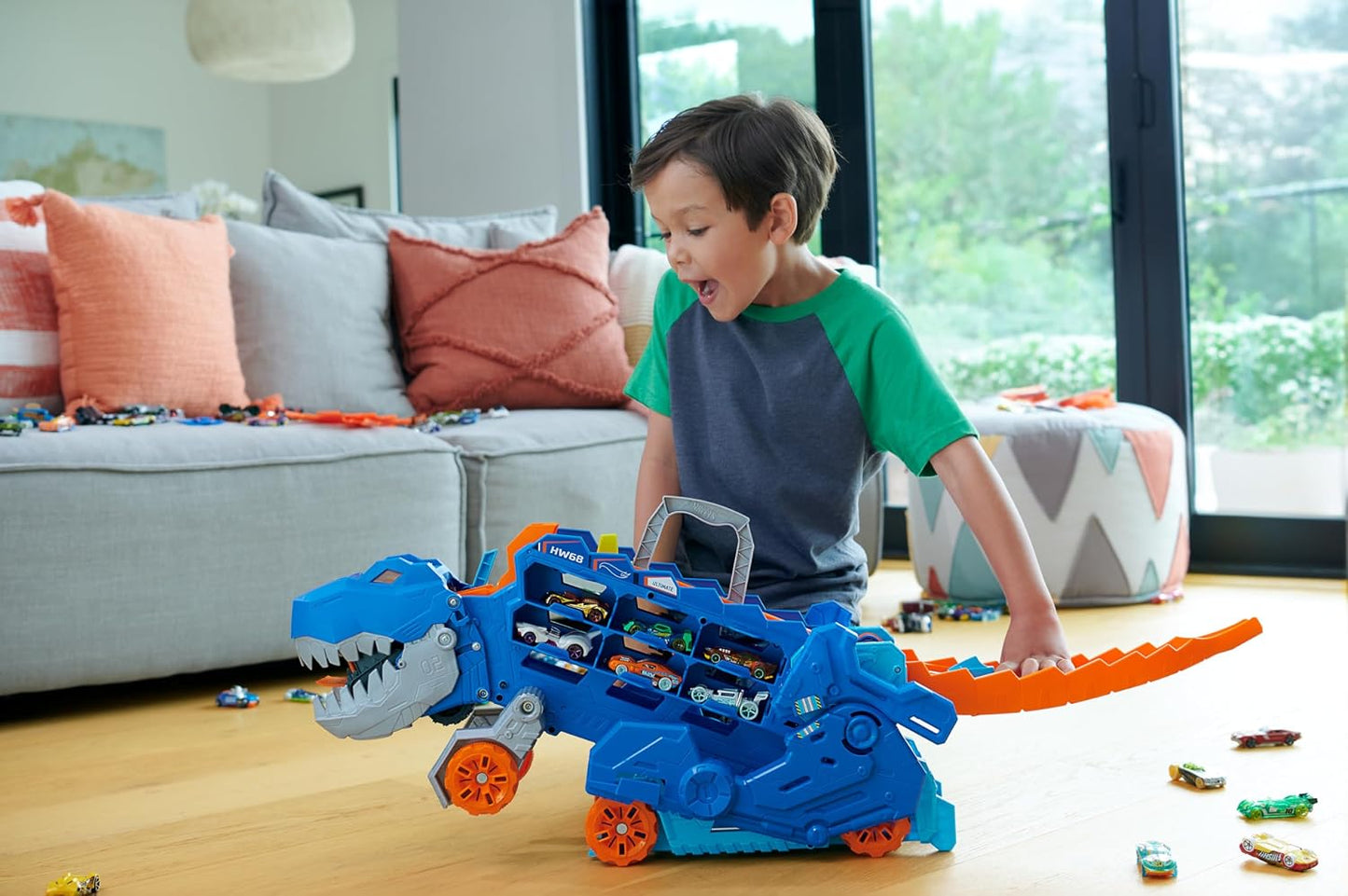 Paquete de Hot Wheels City Track Set, Ultimate T-Rex Transporter, H...