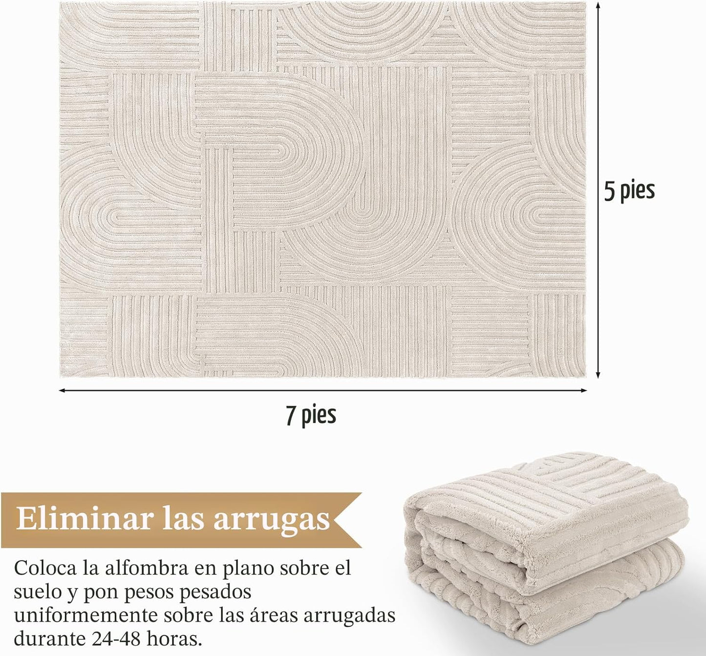 Pauwer - Alfombra de área de 5 x 7 pies para sala de estar, moderna...