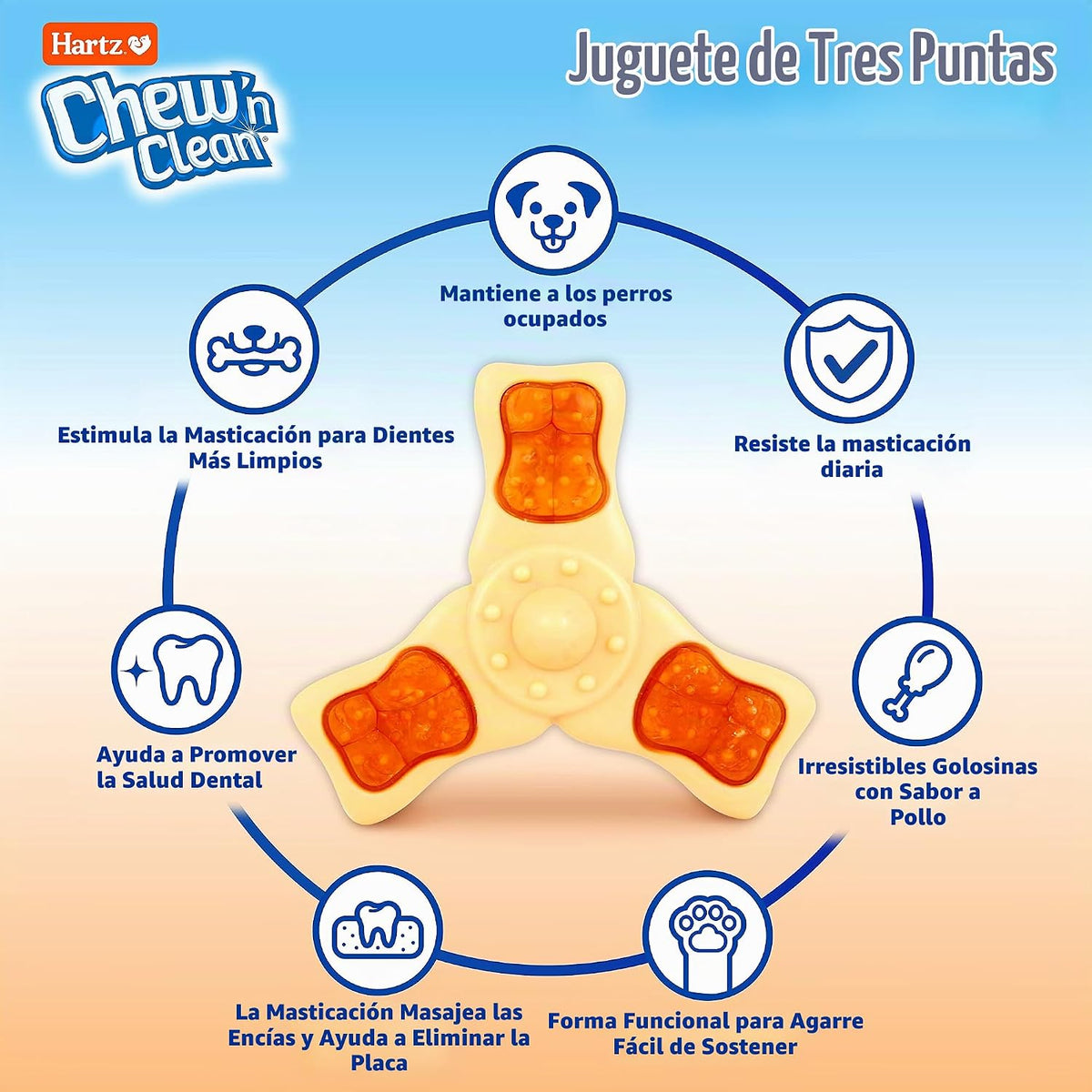 Hartz Chew \u2018n Clean juguete masticable y premio en uno con sab...