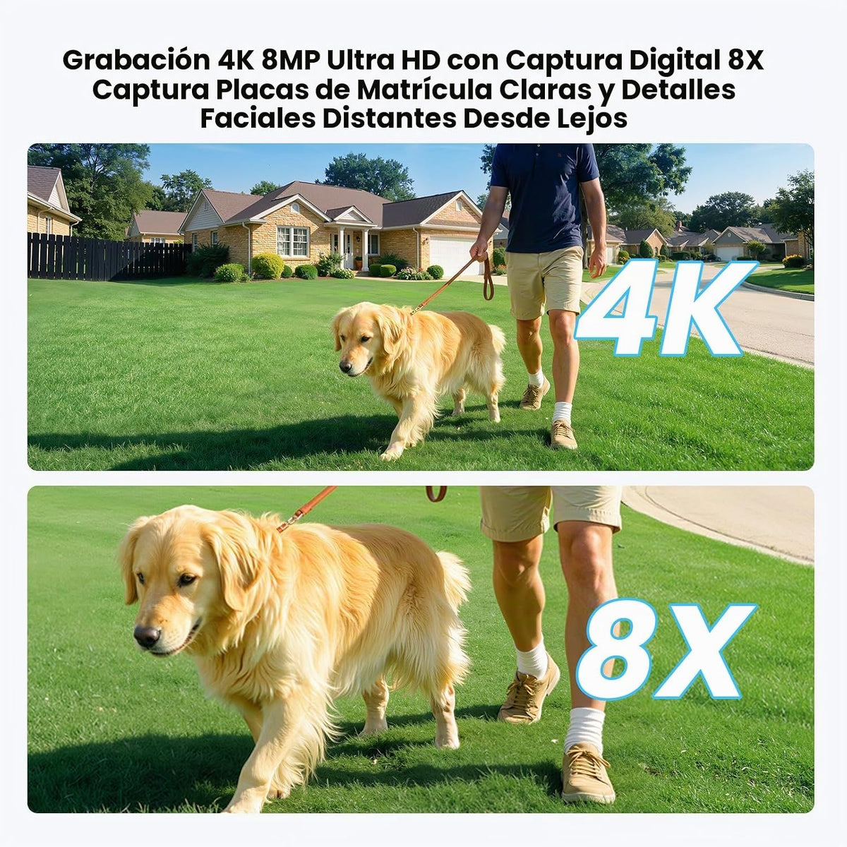 Cámara de seguridad para exteriores 4K 8MP, cámara WiFi para sistem...