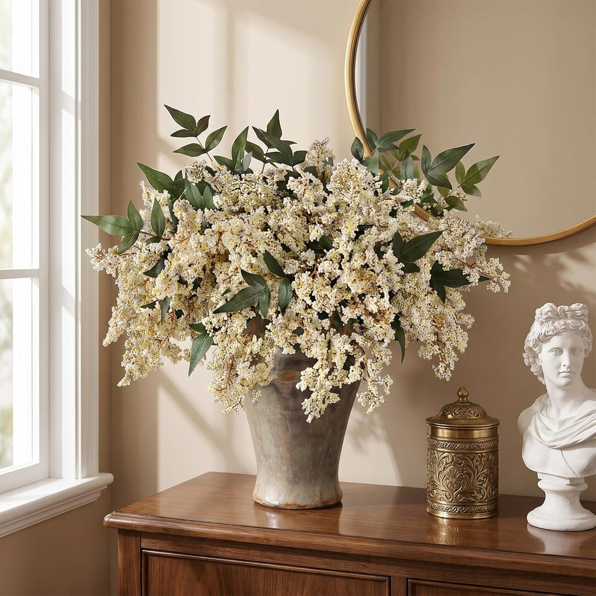 Juxdp 12 piezas de tallo de bayas artificiales Nandina para jarrón,...