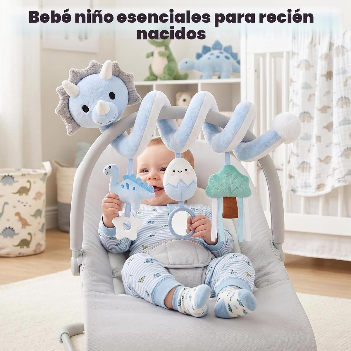 Stuffed Juguetes colgantes de asiento de automóvil de dinosaurio en...