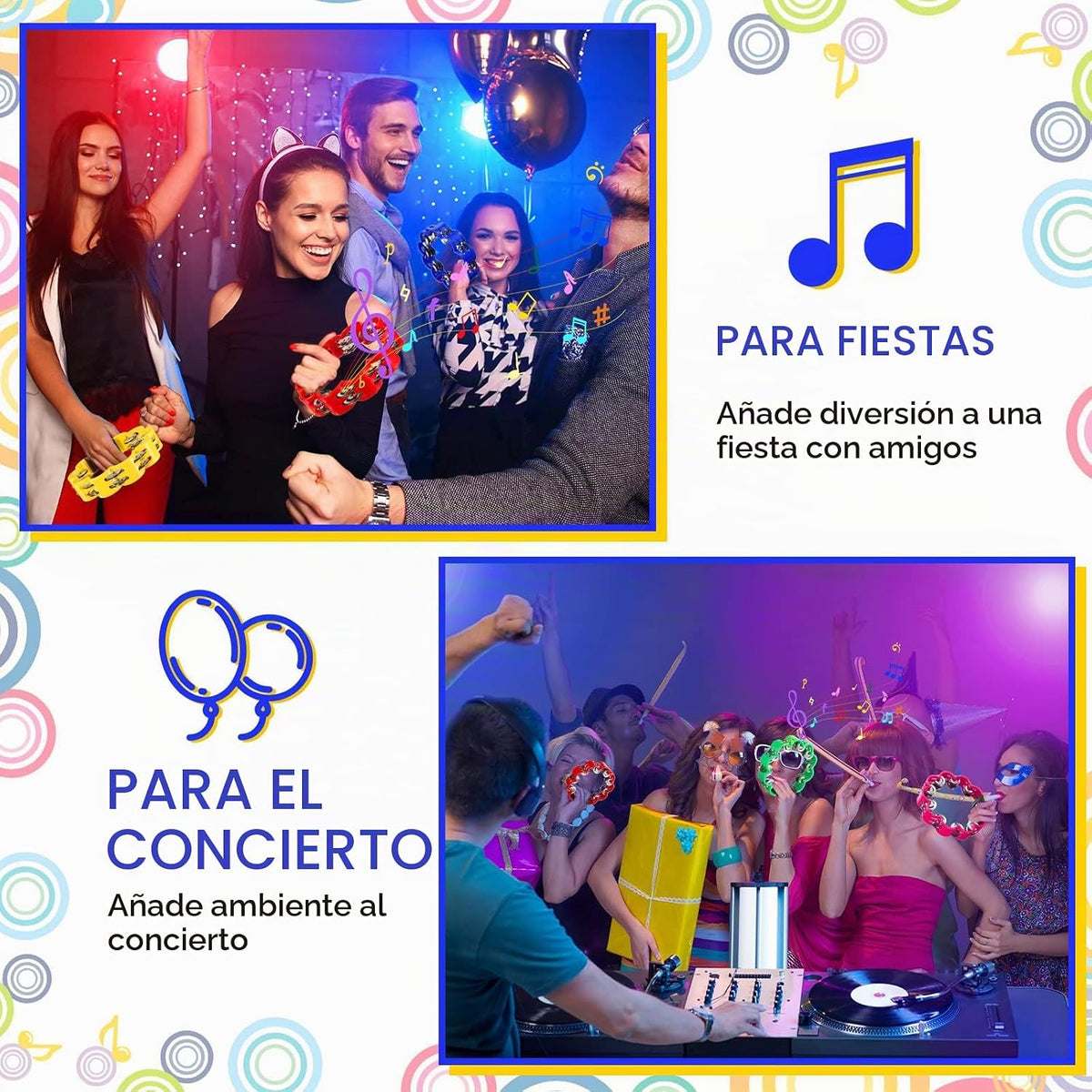 5 piezas de pandereta en forma de pétalo de plástico de percusión d...