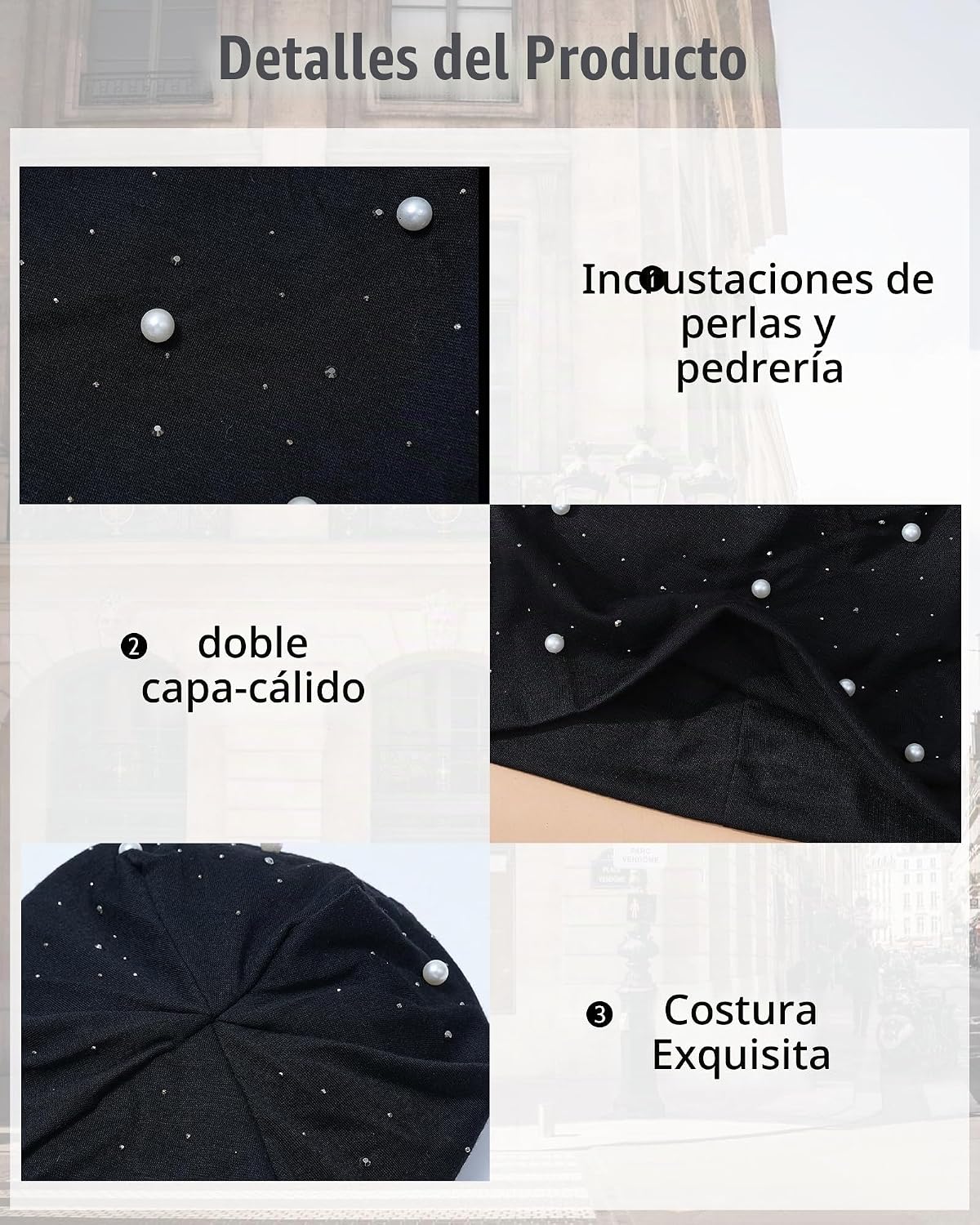 ACECHA Gorro de diamantes de imitación y perlas para mujer, gorro l...