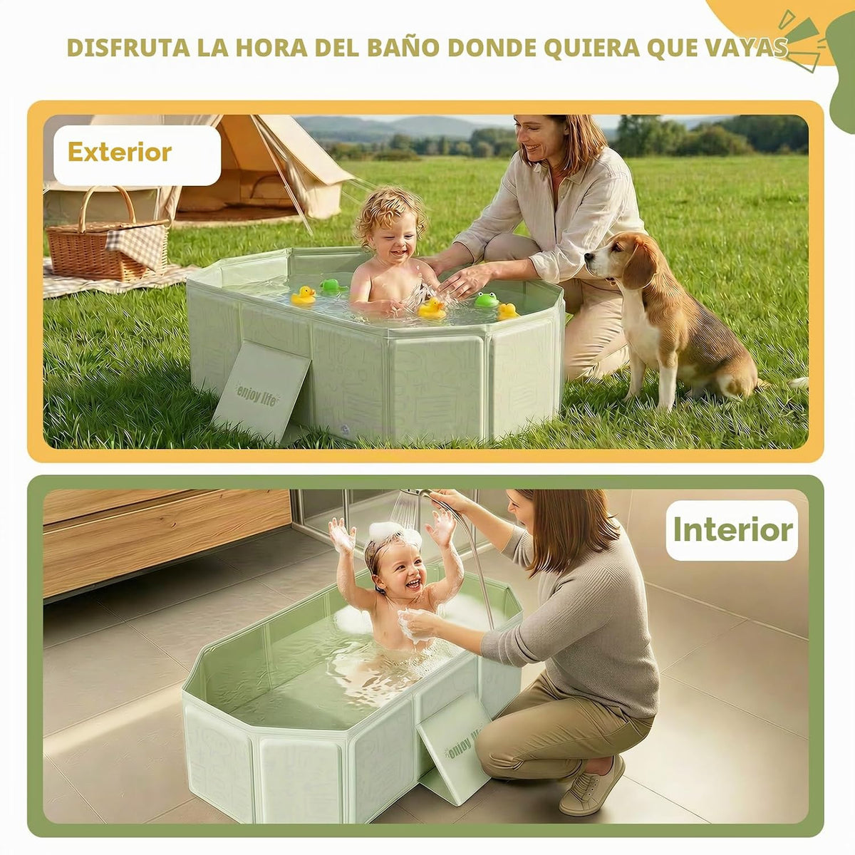Orzbow Bañera para niños pequeños con tapón de drenaje lateral, por...