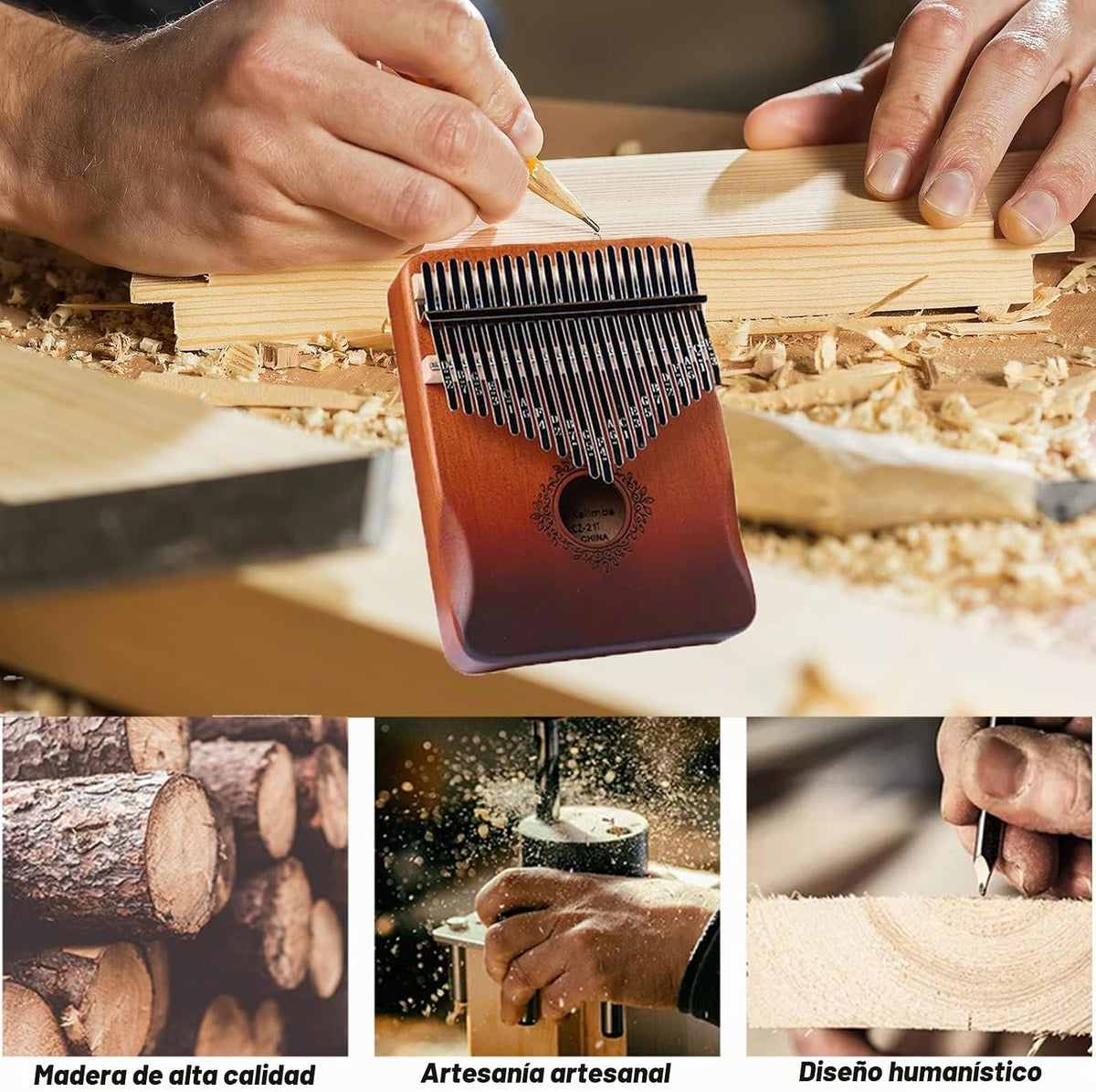 Kalimba de 21 teclas, Calimba, piano portátil de pulgar Kalimba, pi...