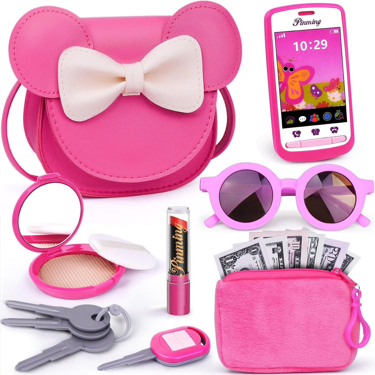 Juego de monedero para niñas pequeñas con juego de juguetes de maqu...