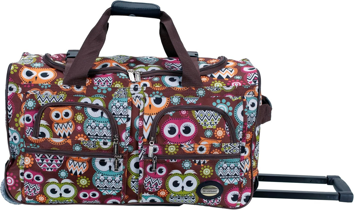 Rockland Bolsa de lona con ruedas, negra, 22"
