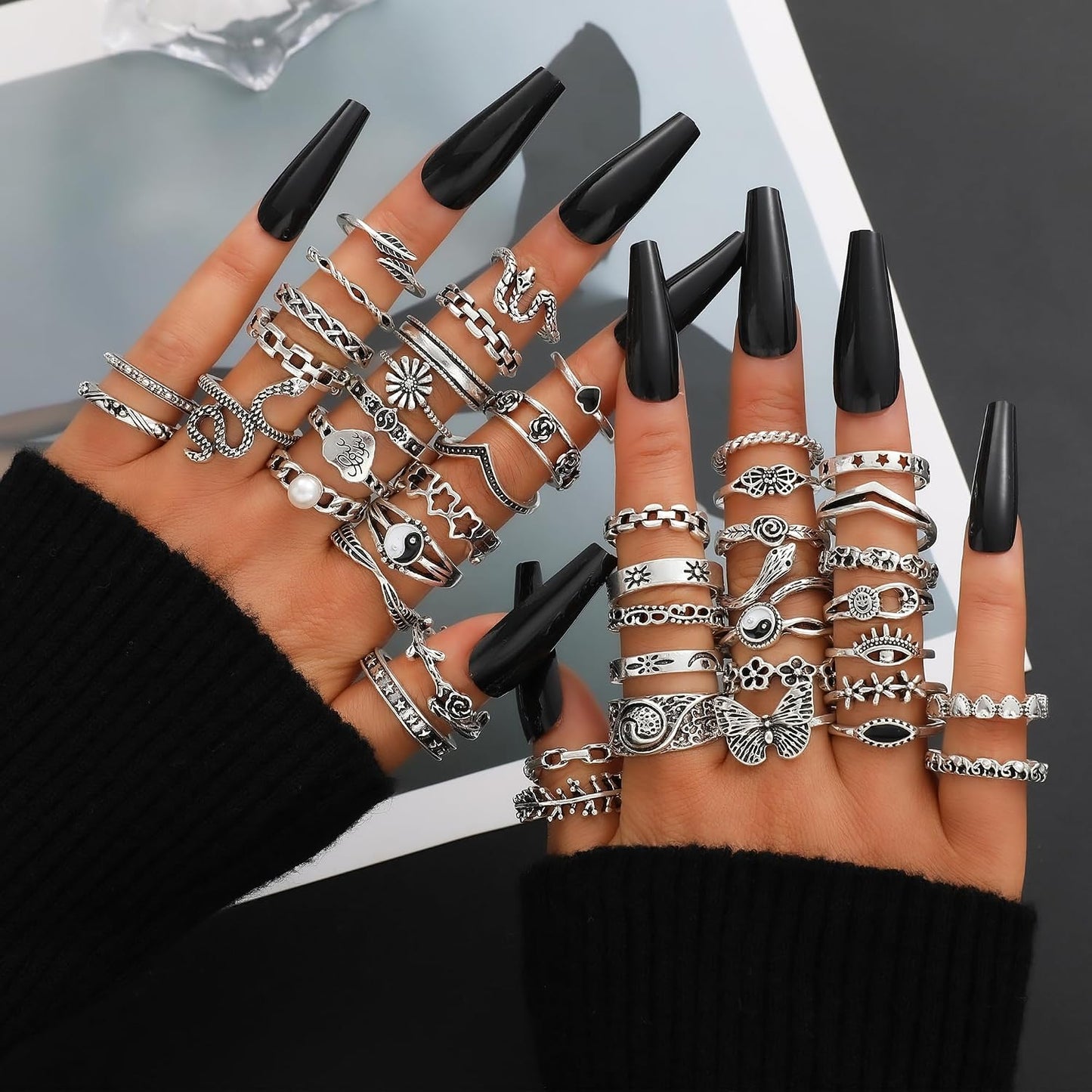 YEEZII Juego de 68 anillos para nudillos, dorados, para mujeres, ap...