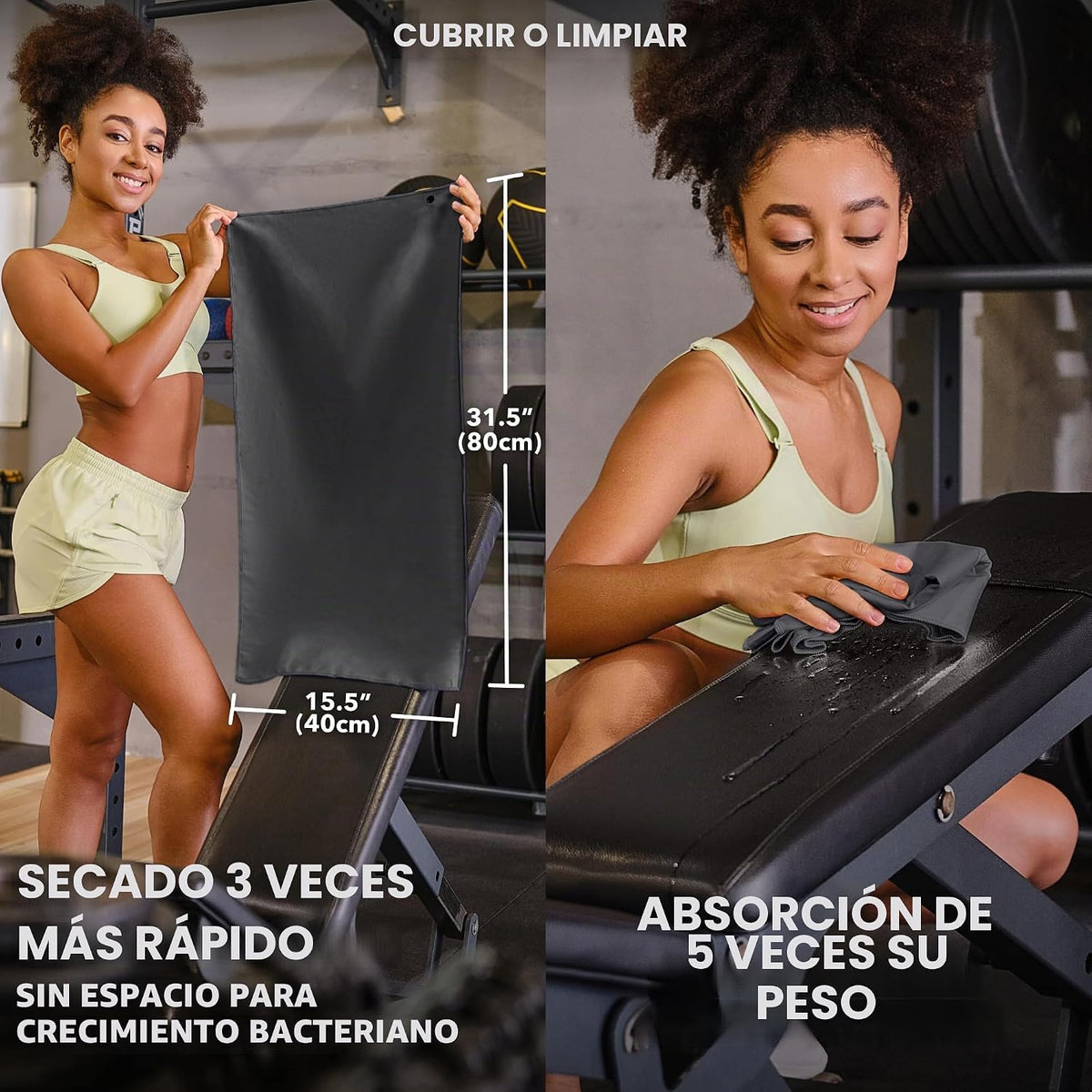 Trailoom Toallas de gimnasio de microfibra, de secado rápido, altam...