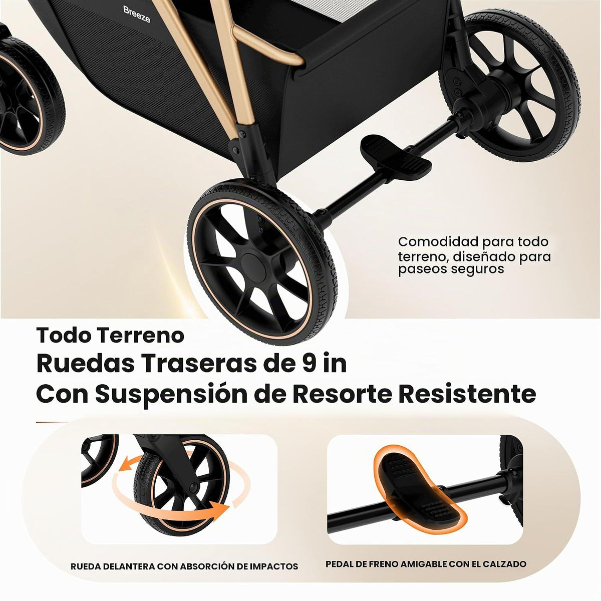 Babideal Cochecito de bebé para recién nacido y niño, plegado con u...