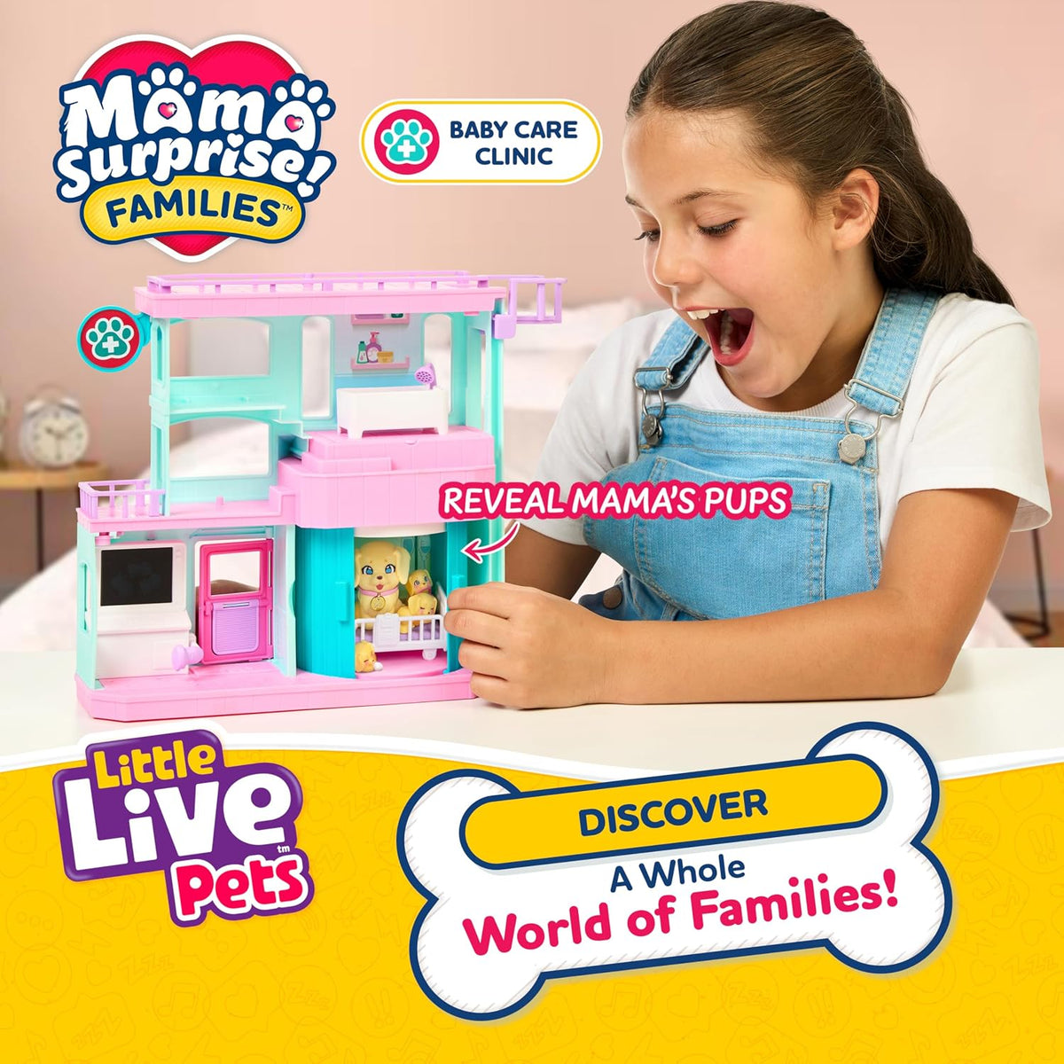 Little Live Pets Mama Surprise Families Pet Vet Playset, Set de Jue...