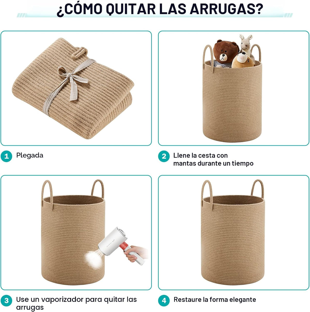 Cesta Canasta de Lavandería de Cuerda de Yute por YOUDENOVA, Cesta...