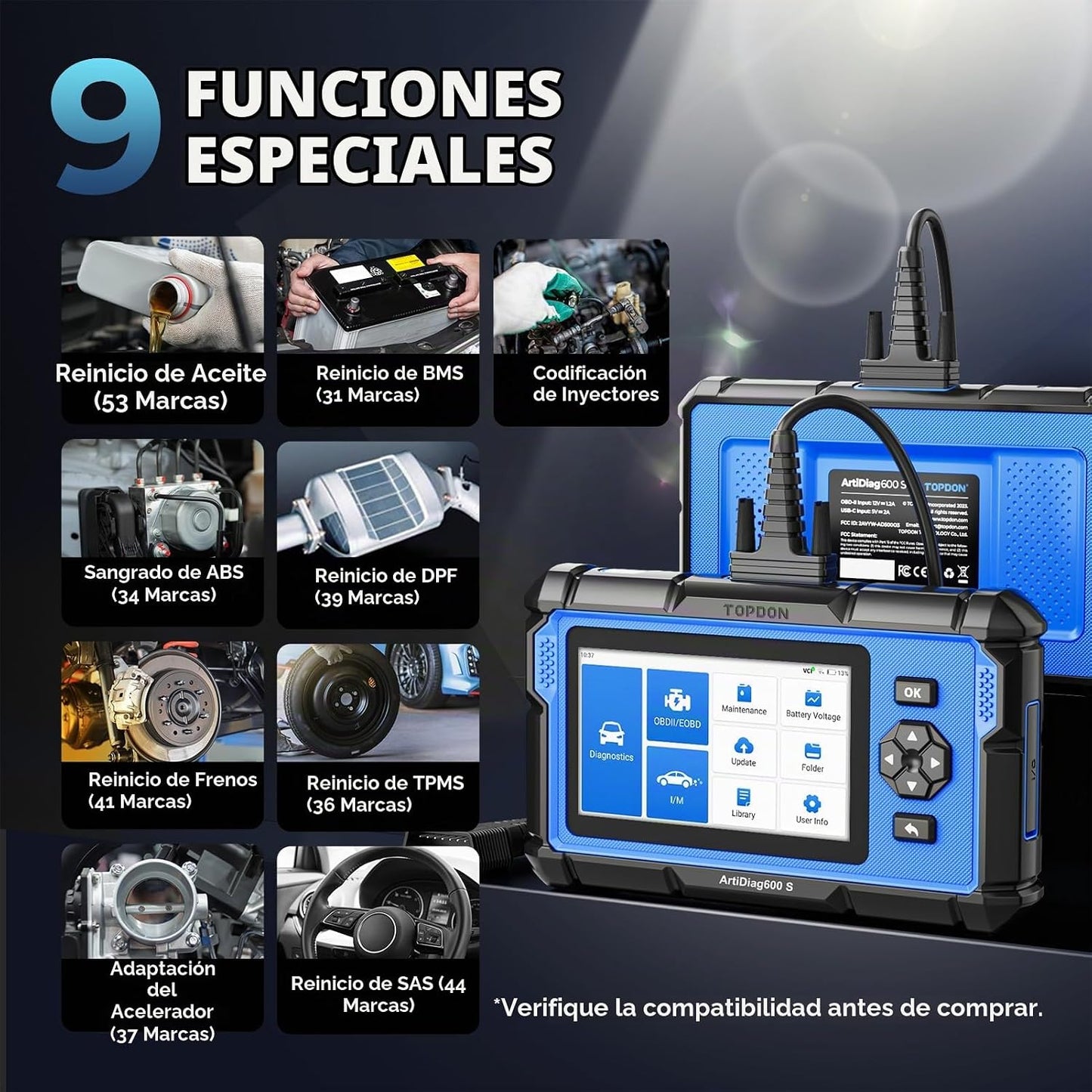 Escáner OBD2 TOPDON AD600S - Herramienta de escaneo, diagnóstico, p...