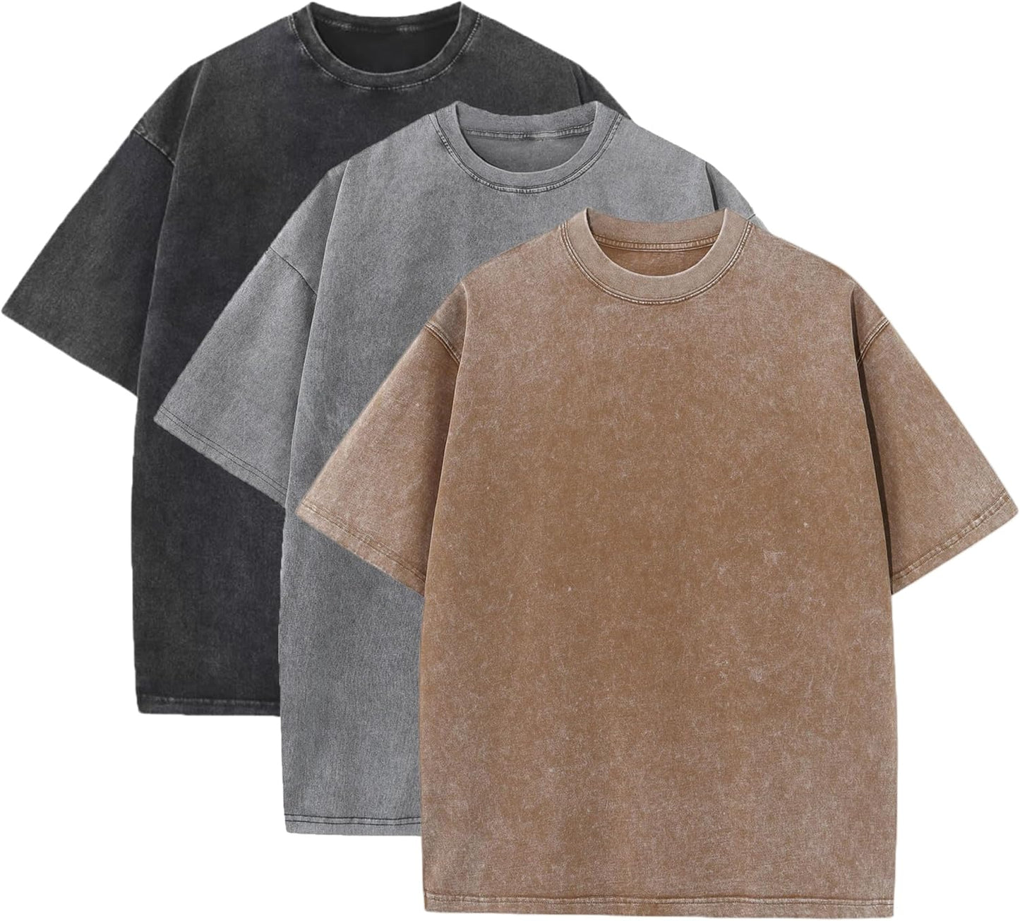 3 piezas de camisetas de verano de algodón pesado de gran tamaño pa...