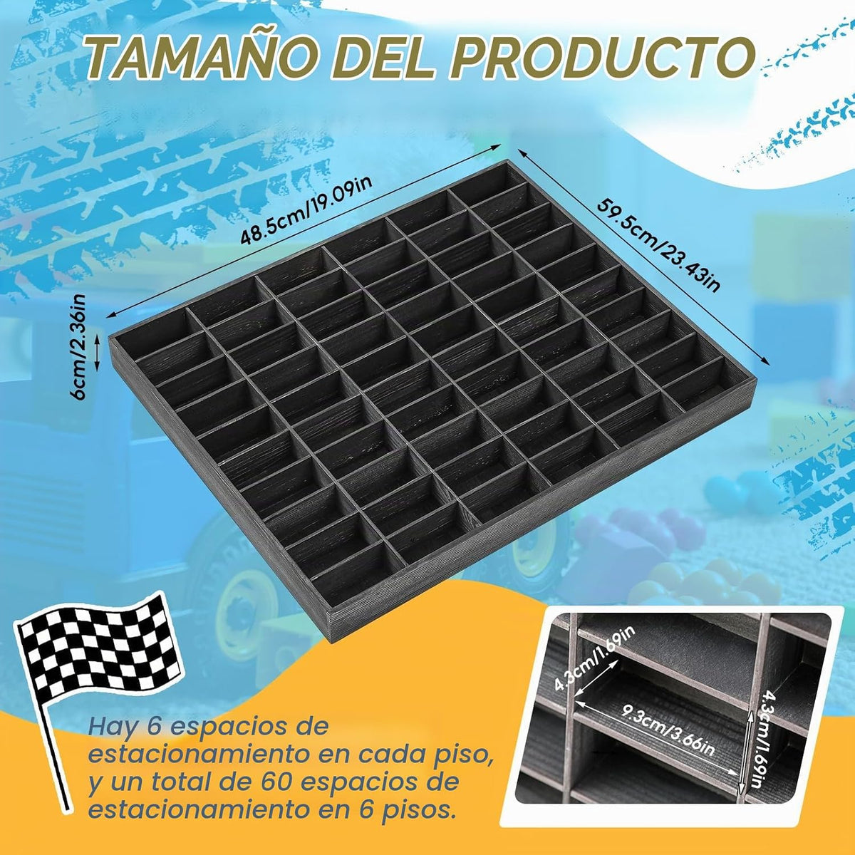 Seenelling Vitrina de Madera para Hot Wheels Fundidos a Presión, 60...