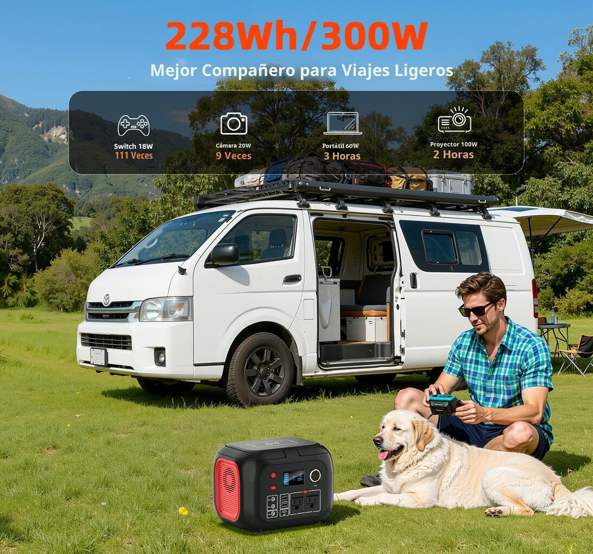 ENOFLO Estación de energía portátil 300W, generador solar 228Wh | S...