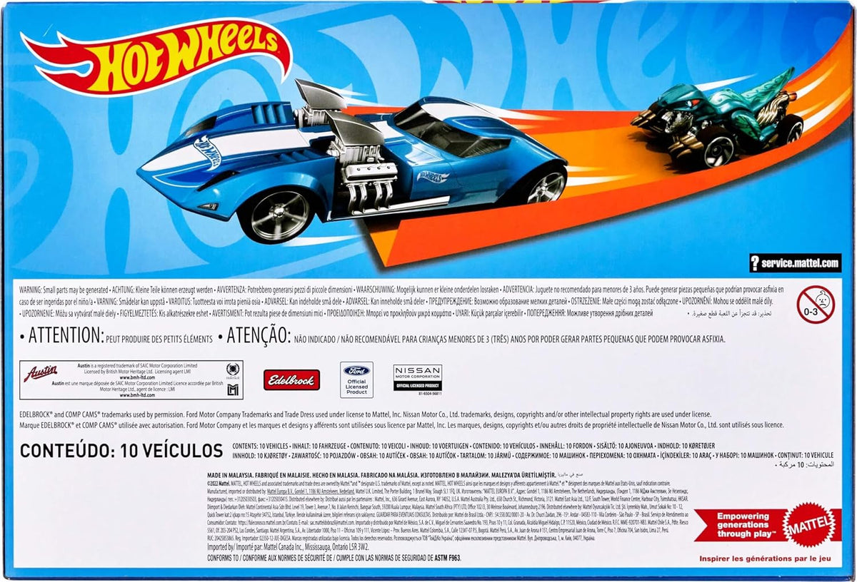 Hot Wheels Paquete de 10 camiones de juguete, juego de 10 piezas fu...