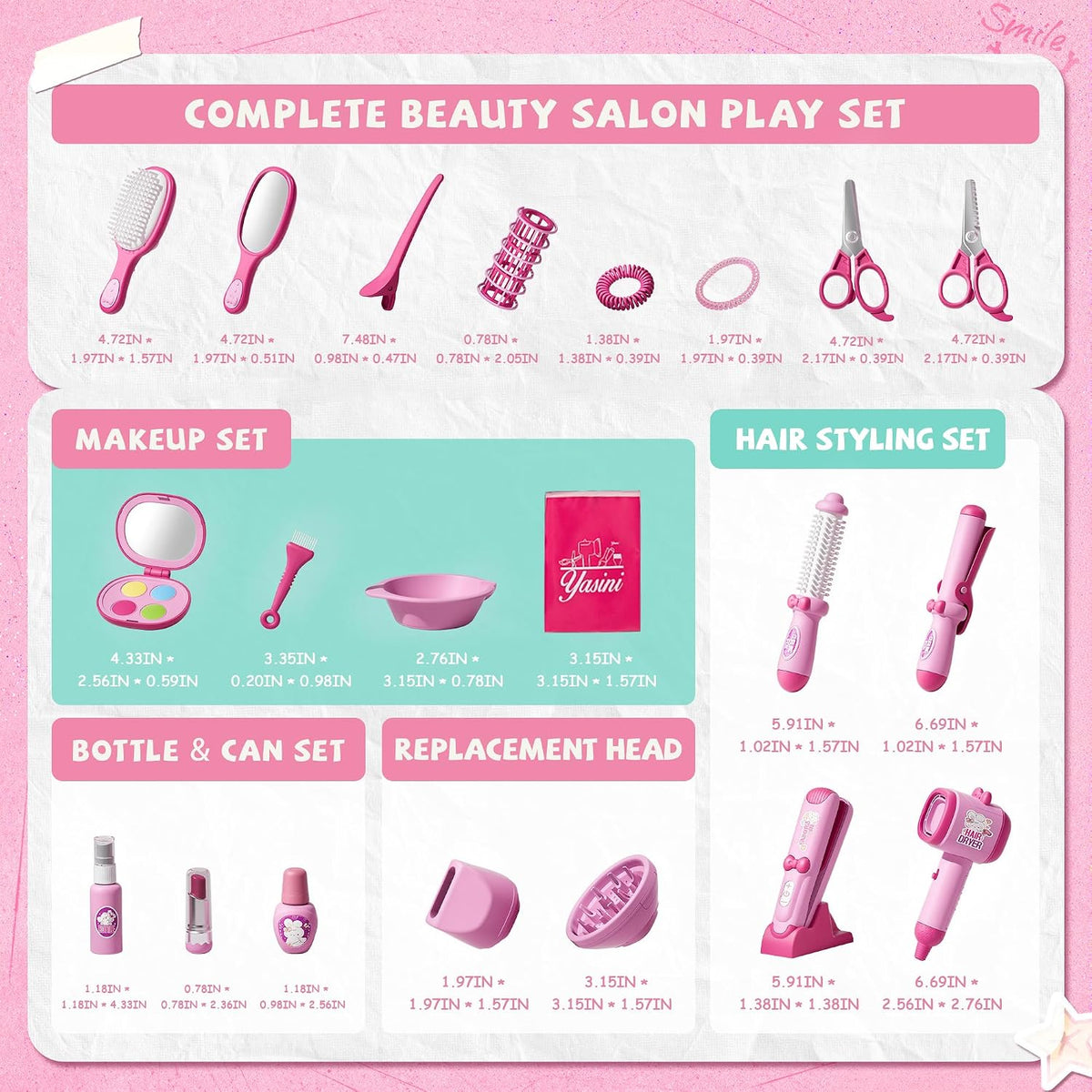 Juguetes de peluquería para niñas de 5 años, kit de maquillaje para...