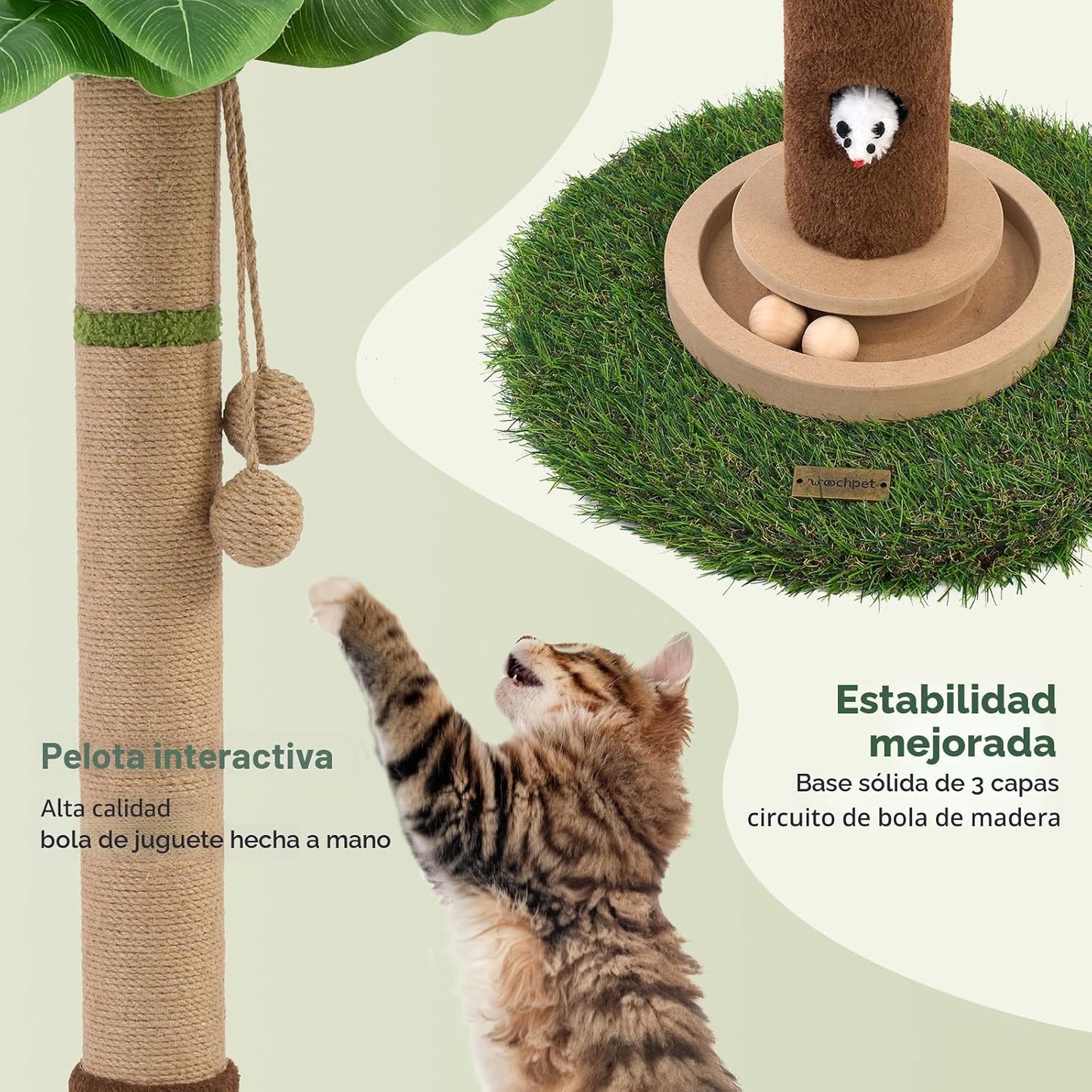 Woochpet Poste rascador para gatos de 35 pulgadas de alto, torre ra...