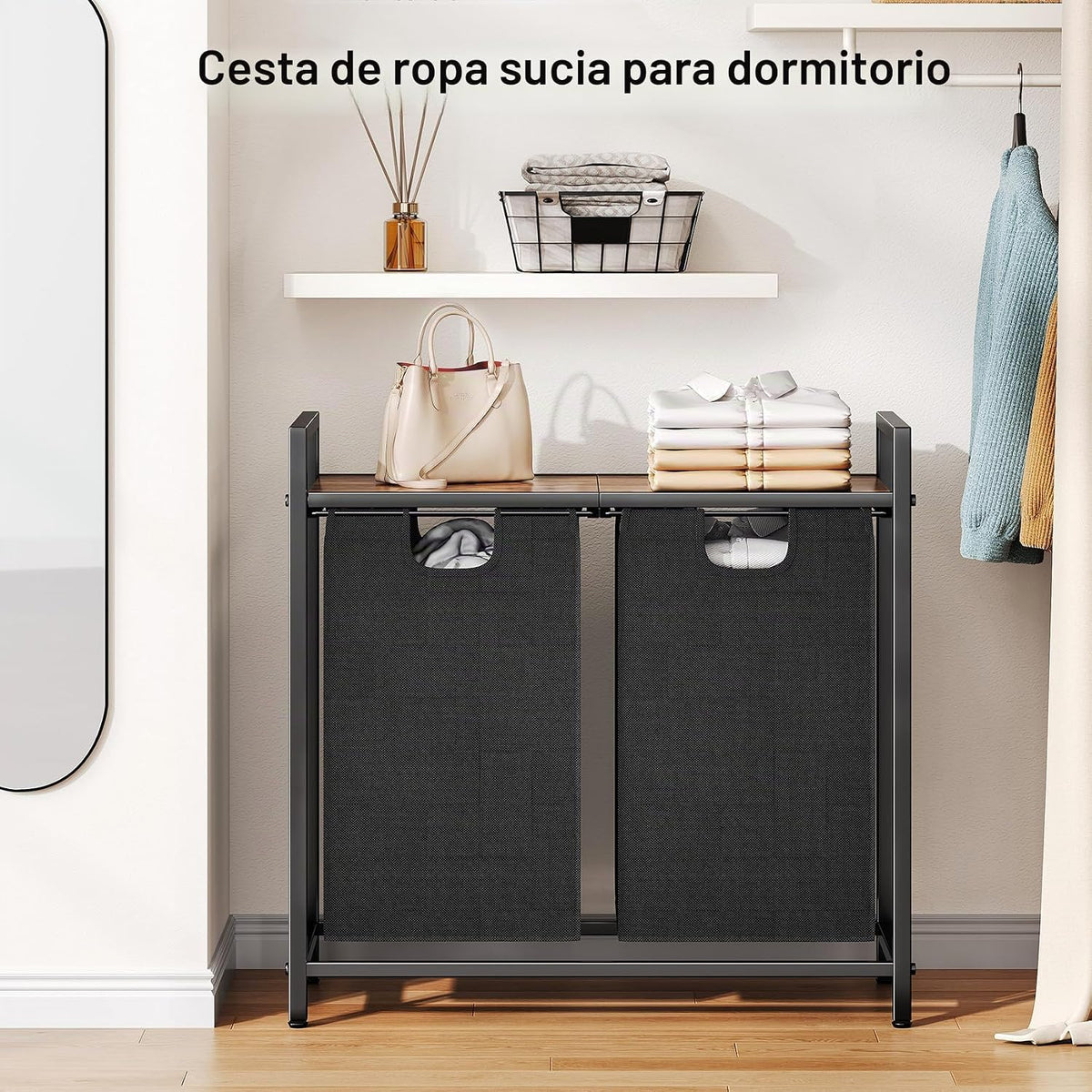 Kitstorack Organizador de Cesta de Lavandería, Cesta de Ropa con Es...
