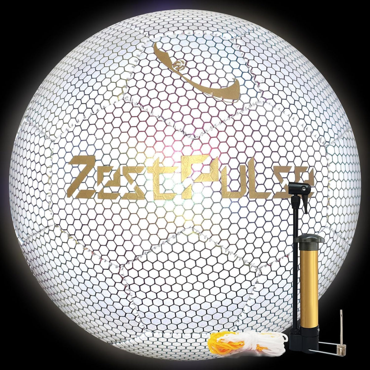 ZestPulse Balón de fútbol holográfico reflectante tamaño 3, 4 y 5 p...