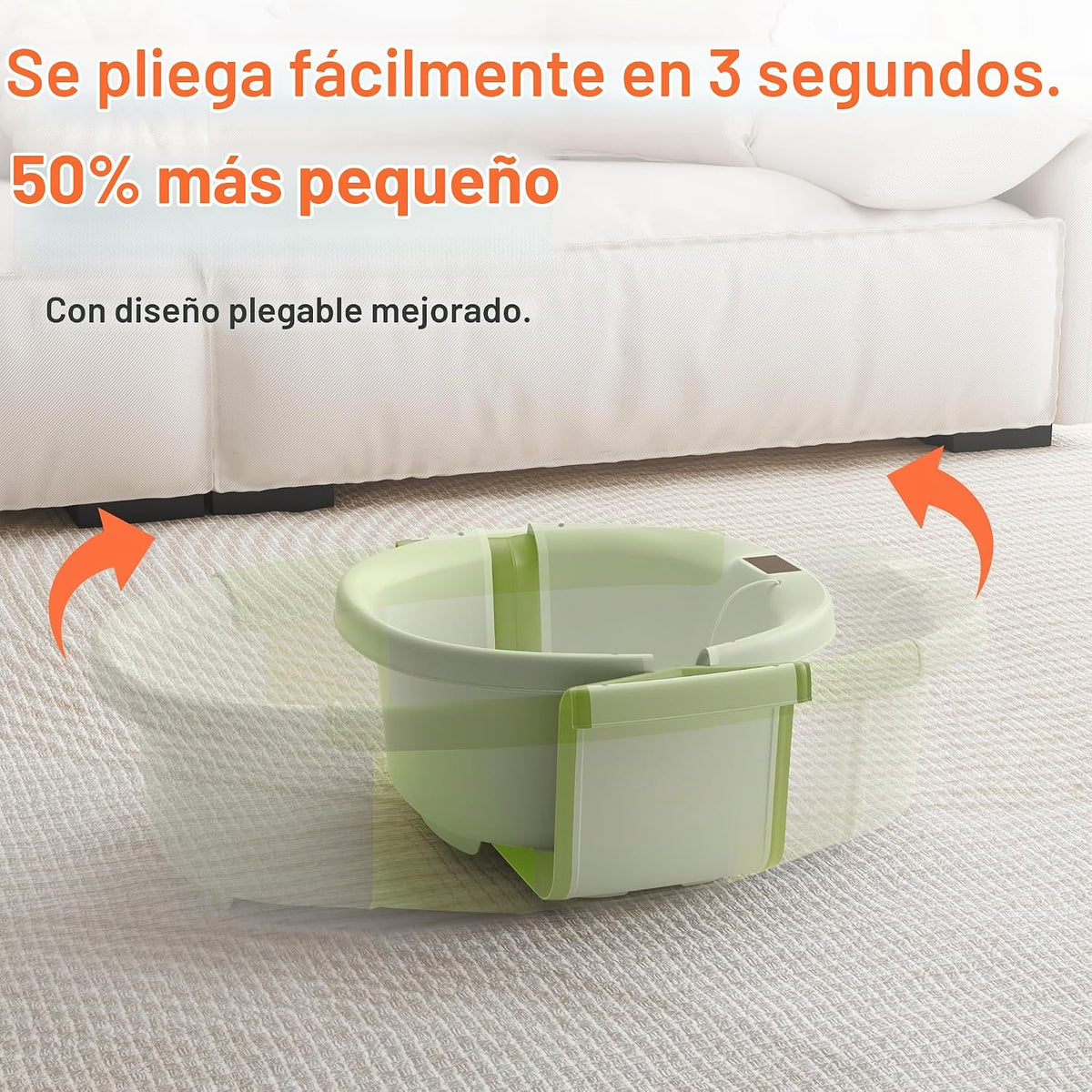 Bañera plegable para bebé, bañera grande para bebé con termómetro y...