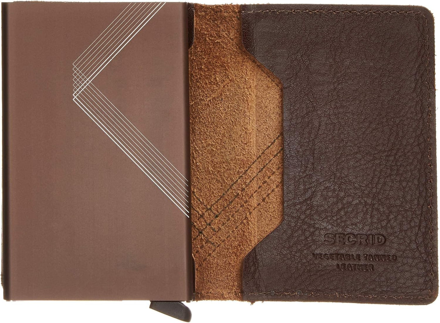 SECRID - Cartera delgada con puntada bordada vegetal curtida