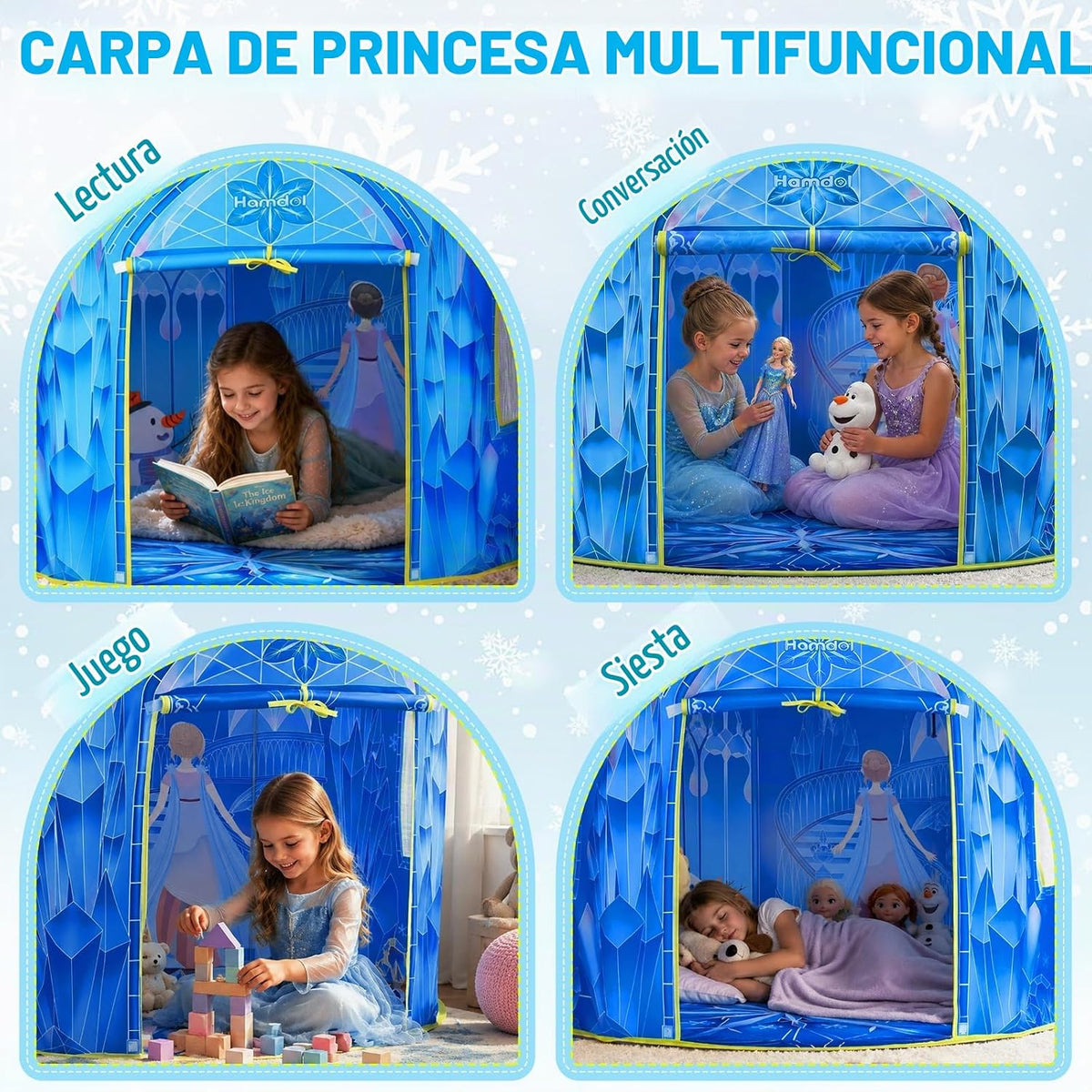 Hamdol Tienda de campaña de princesa para niñas, juguete congelado,...