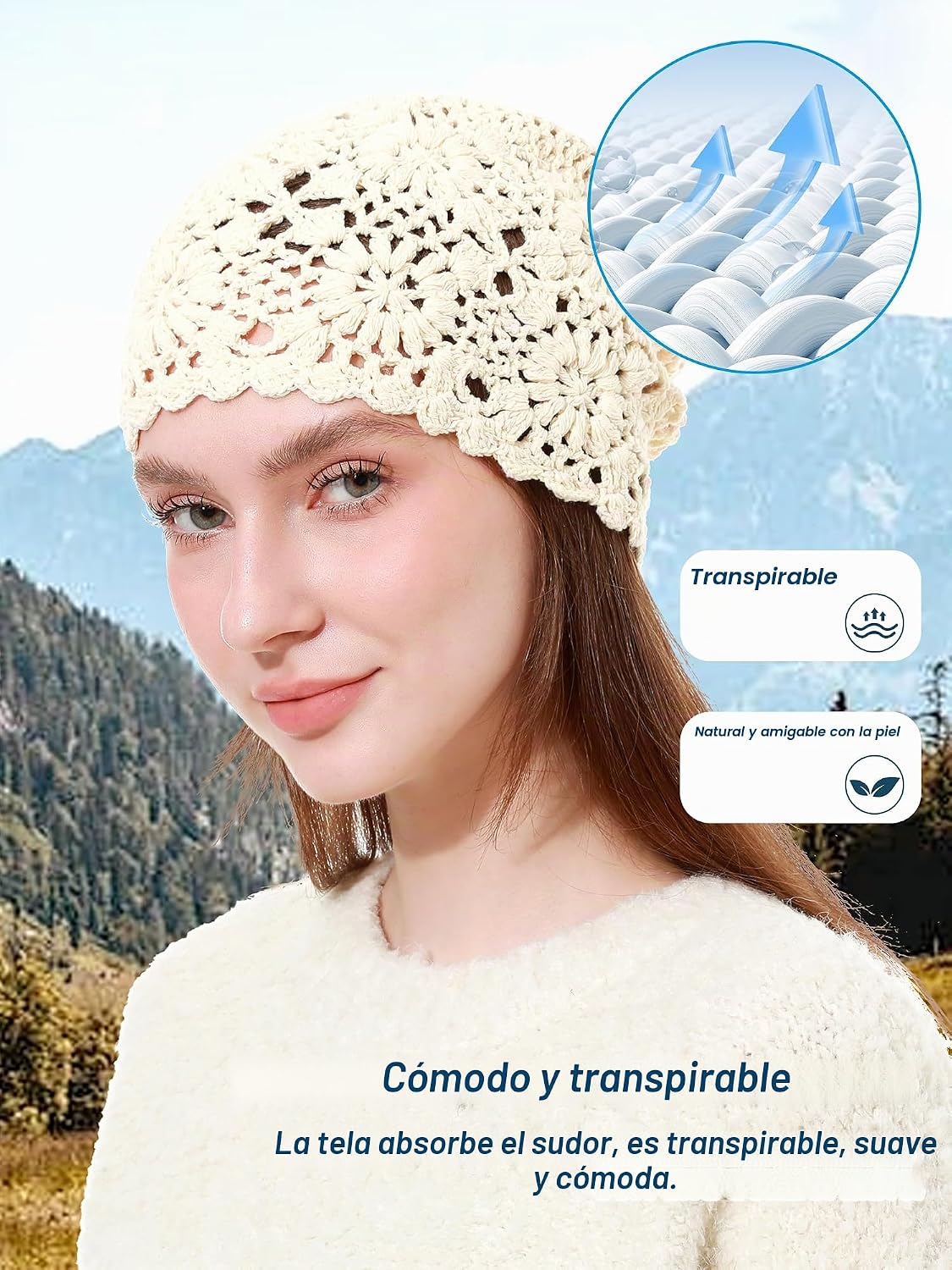sy soul young Gorro de algodón de ganchillo para mujer, suave y hol...