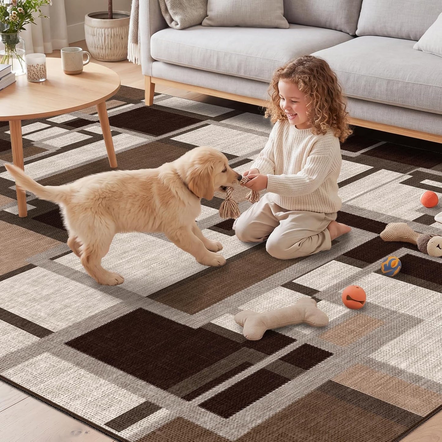 Alfombra geométrica moderna para sala de estar, alfombras lavables...
