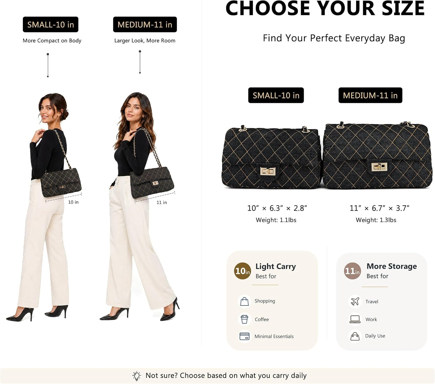 M-ioi-M Bolsos cruzados acolchados de mezclilla para mujer, bolsos...