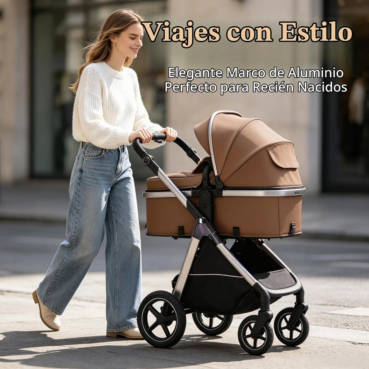 Cochecito de bebé convertible 2 en 1, asiento reclinable reversible...