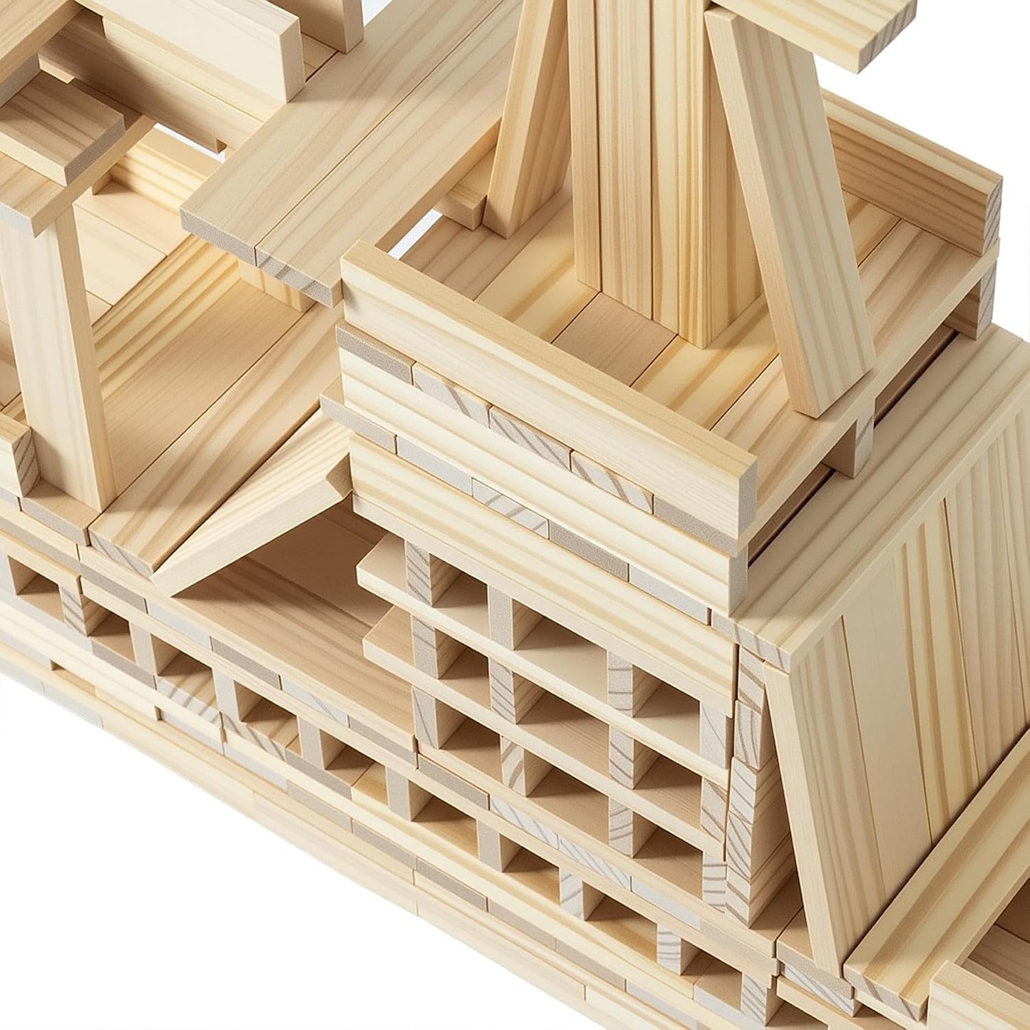 Juego de 300 tablones de construcción de madera natural prémium par...
