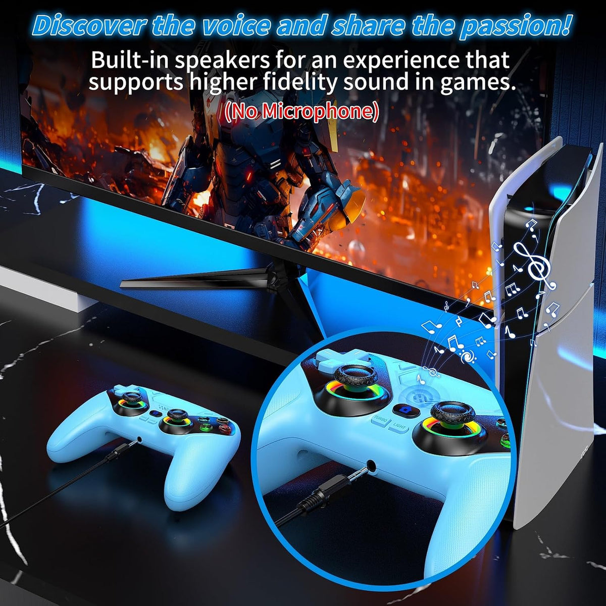 Gamrombo Controlador inalámbrico LED para PS5, compatible con PS5 P...